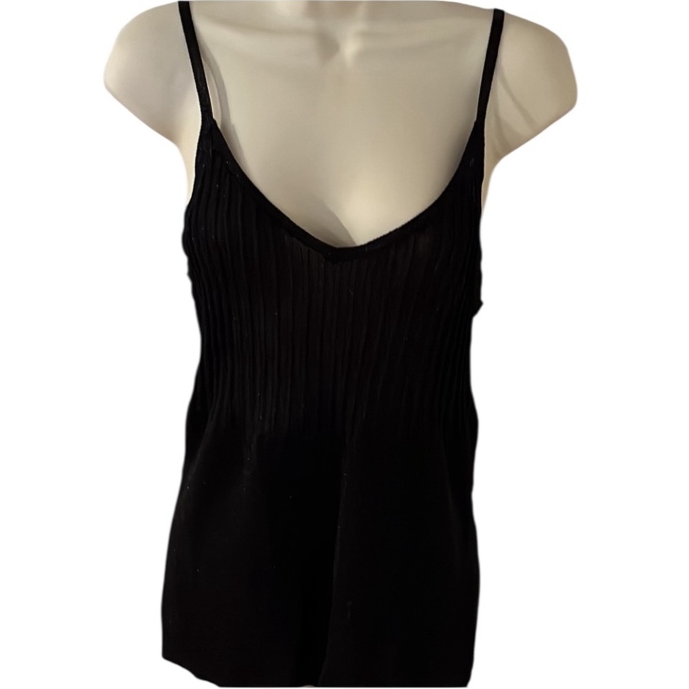 Micheal Kors size large black camisole metallic ribbed knit stretch v-neck